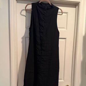 Artistic Black linen contemporary linen Sleeveless Dress
